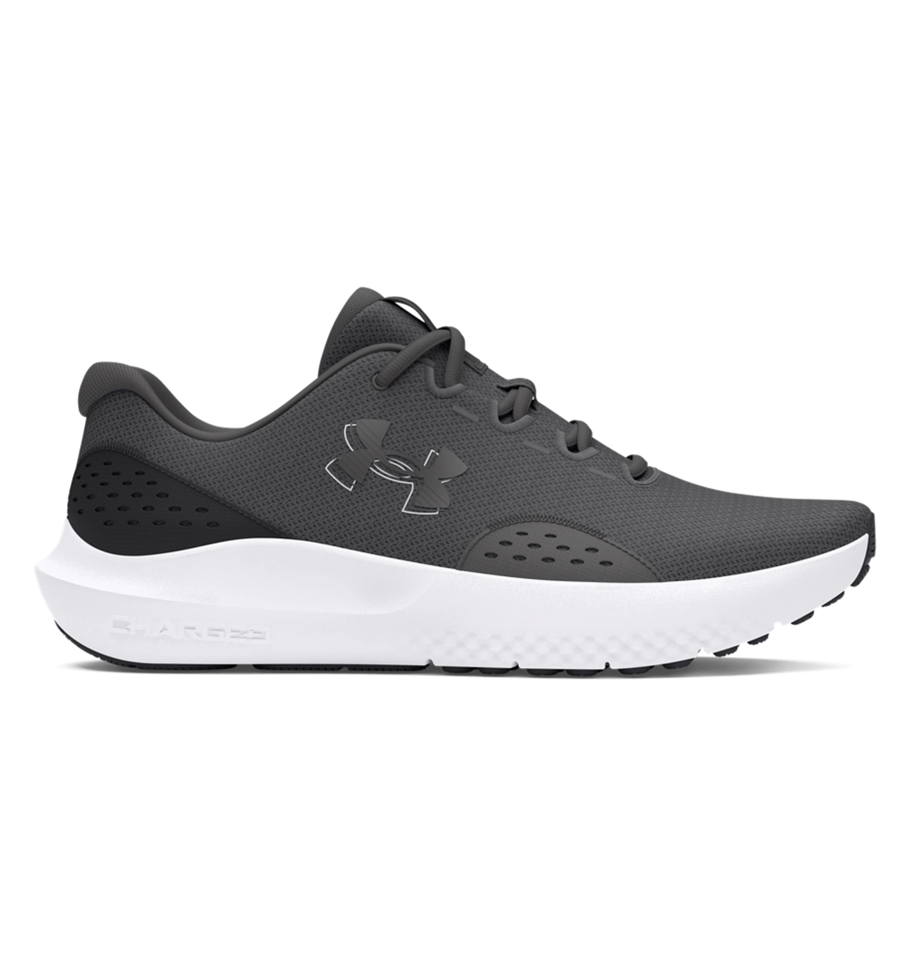 Under Armour UA Surge 4 Running Shoes in gray with breathable mesh upper and comfortable cushioning for optimal support.